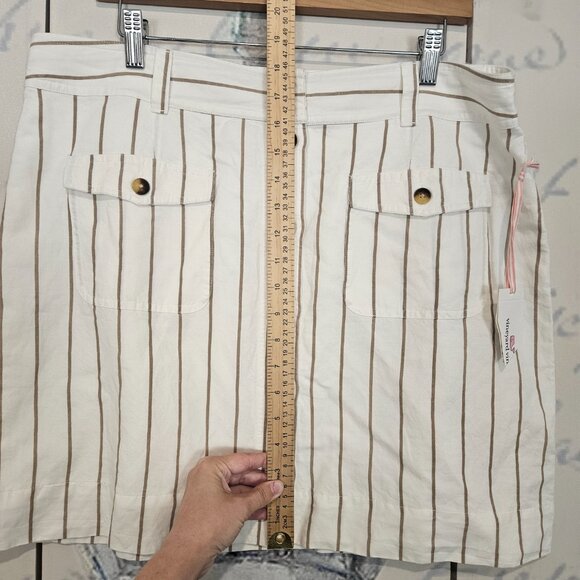 NWT Vineyard Vines Cargo Pocket Mini Skirt Striped Size XL Linen Blend - Picture 7 of 8